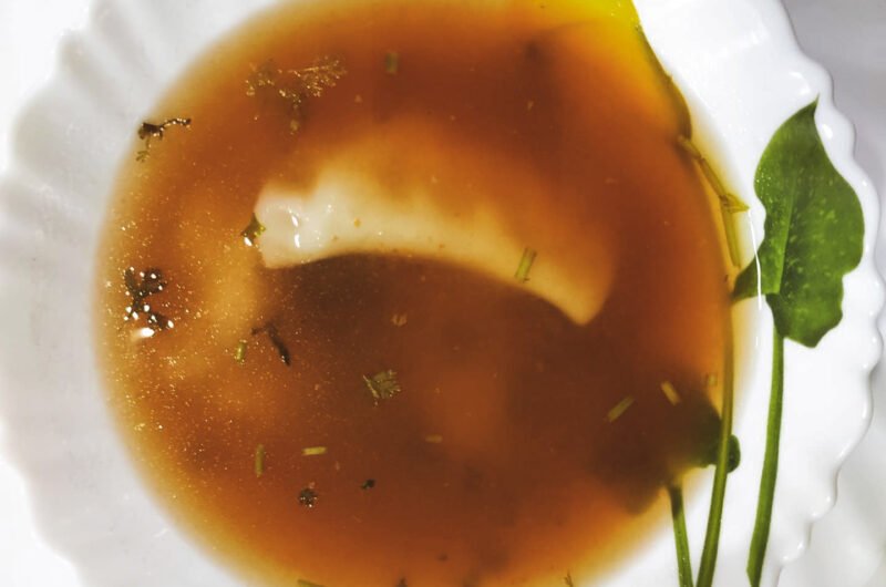 Clear Vegetable Soup with Rice Flour Momos